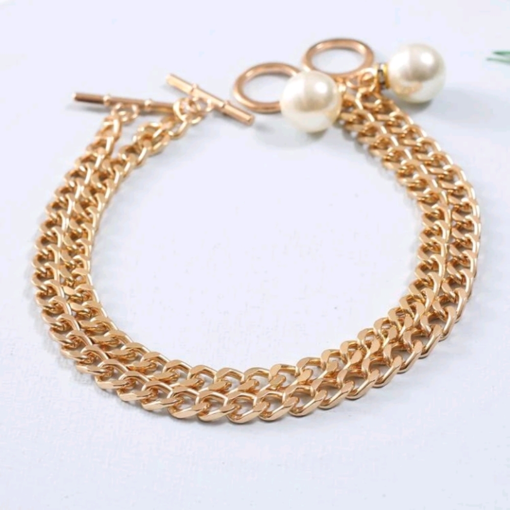 2pc Set of Faux Pearl Link Ankle Charms - Picture 5 of 7